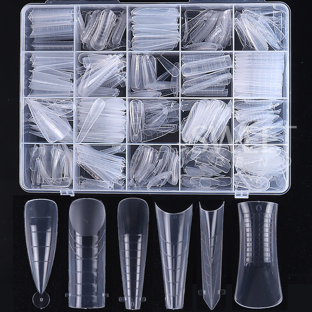 480pcs Nail Dual Forms Set Full Nail Forms Clear Top Molds Nail Tips for Nail Extension Forms Fake Nail Dual Forms Tips Tools