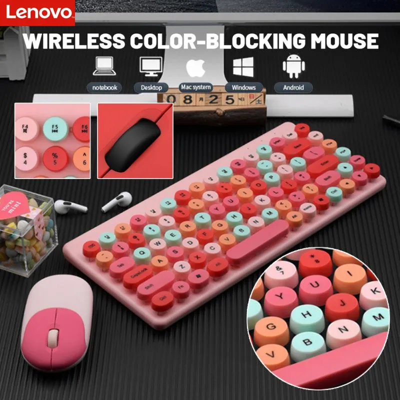 Lenovo 2.4G Wireless Keyboards Mouse Set USB Thin Flim Keyboard Slient