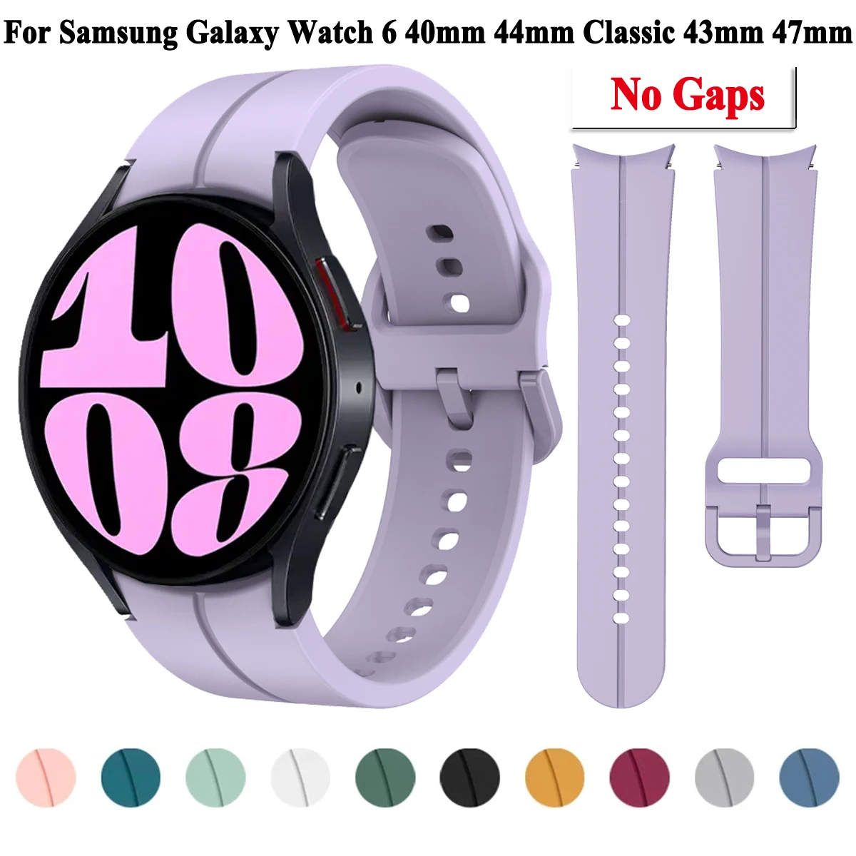 

Ремешок силиконовый для Samsung Galaxy Watch 6 40 мм 44 мм, спортивный браслет для Galaxy Watch 6 Classic 43 мм 47 мм