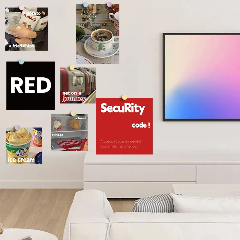 15 PCS Red Ins Style Sticker Poster Card Kids Living Room Decoration Laptop Wall Art Picture Photo Cafe Room Decor Stickers