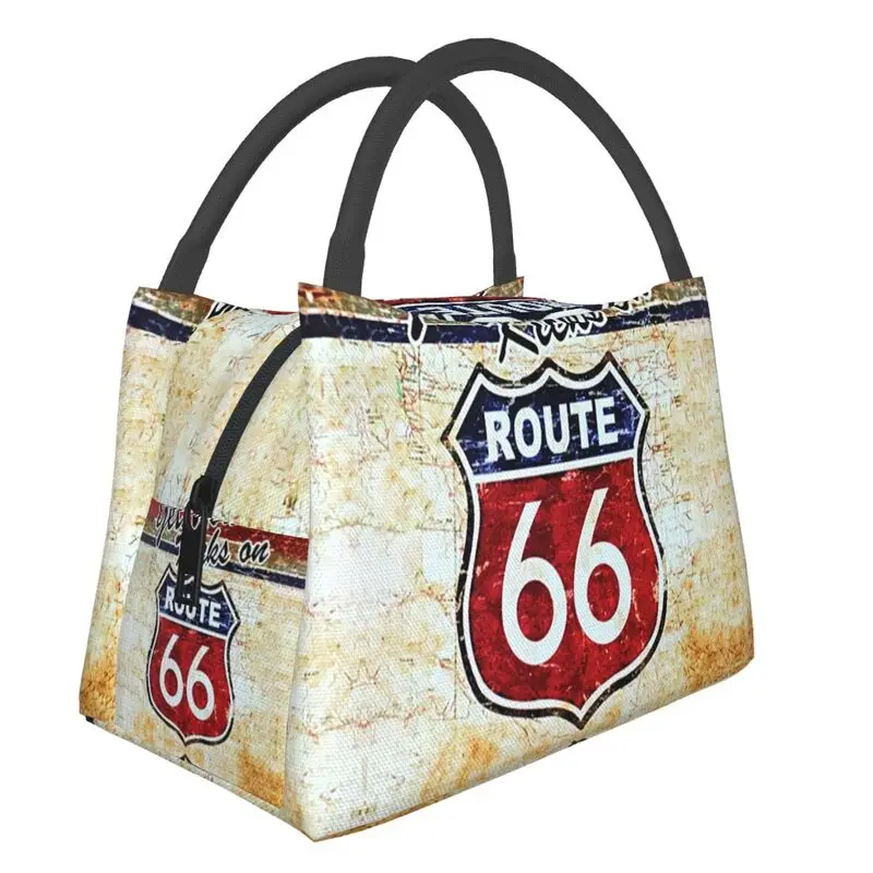 

Винтажный Ланч-бокс American Road Route 66, женский многофункциональный кулер, термоизолированная сумка для обедов, офисный контейнер для работы