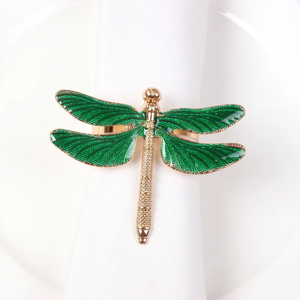Napkin Ring 4pcs Dripping Dragonfly Napkin Button Napkin Ring Hotel Wedding Table Cloth Ring