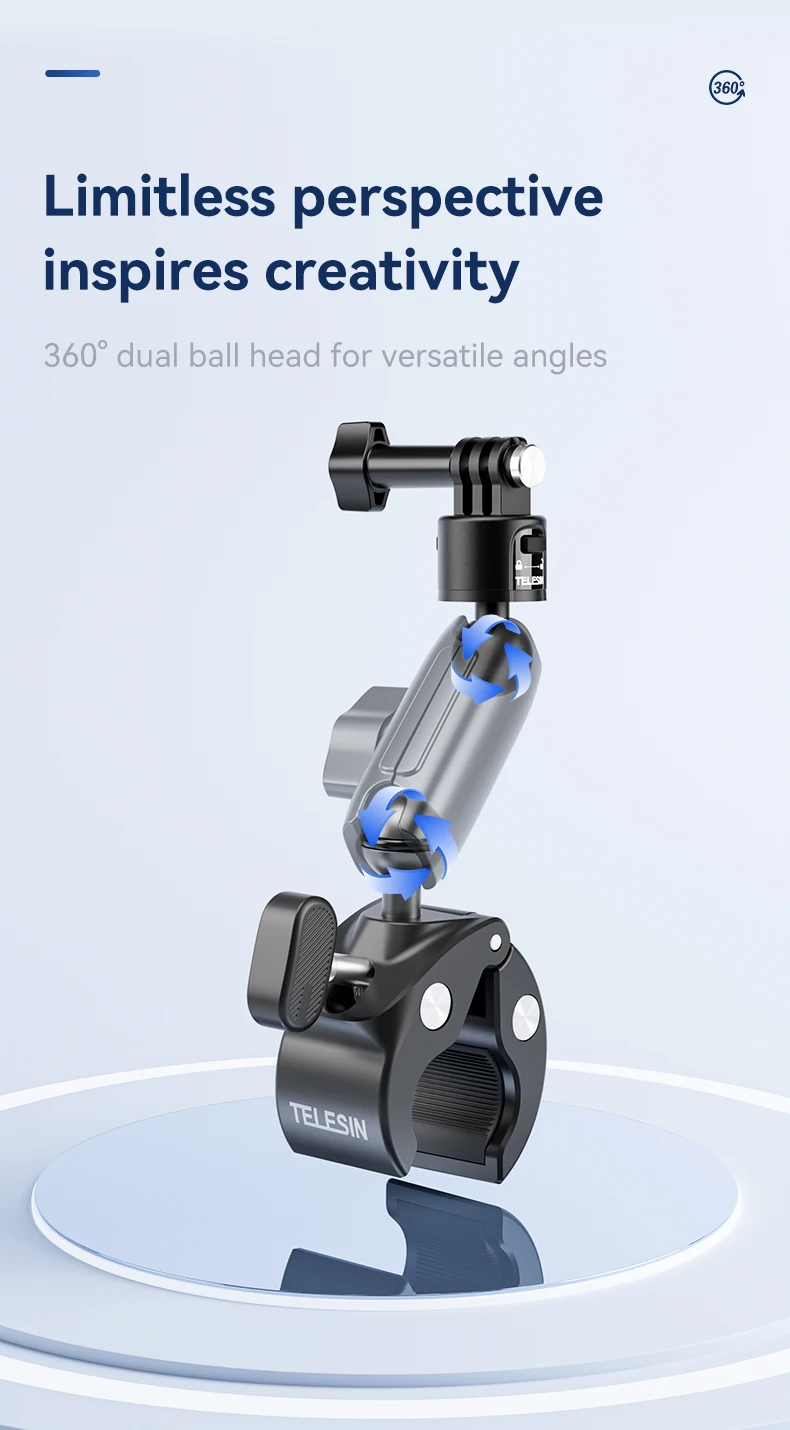 Cycling Motorcycle Clip Quick Release Magic Arm 360° Aluminum Alloy Super Clamp