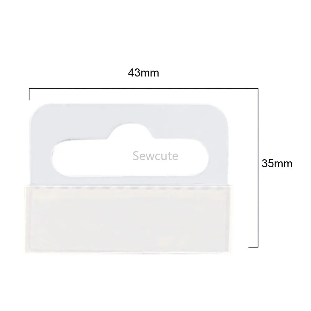 100pcs 명확한 자기 접착제 교수형 탭 후크 플라스틱 디스플레이 핸드 탭 대형 둥근 구멍 Pegboard 교수형 탭 접는 탭