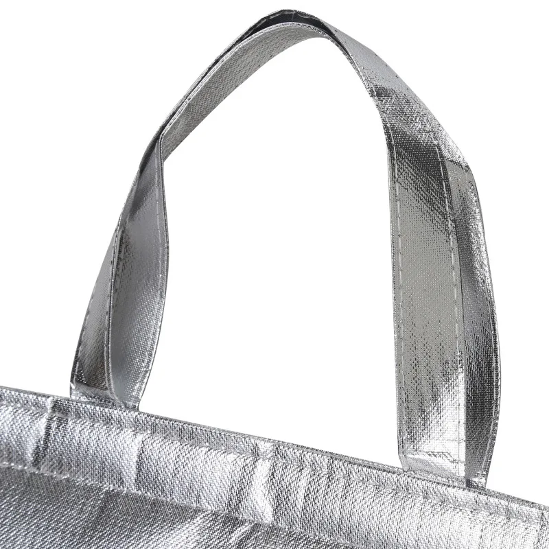 1Pc Silver Thermal Insulated Lunch Bag – Large Square Foil Cooler Tote for Cake, Sandwi... - SKU TILB1544 - UGI Packaging