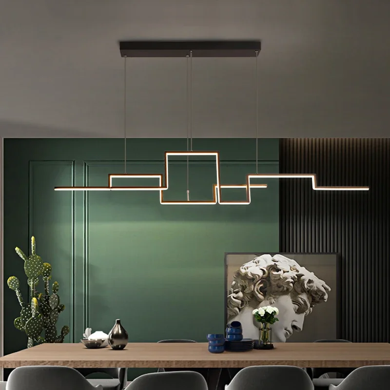 Nordic Geometry Chandeliers Minimalist Black Lighting Living Dining Room Deco Hanging Lamp Restaurant Kitchen Island Bar Fixture
