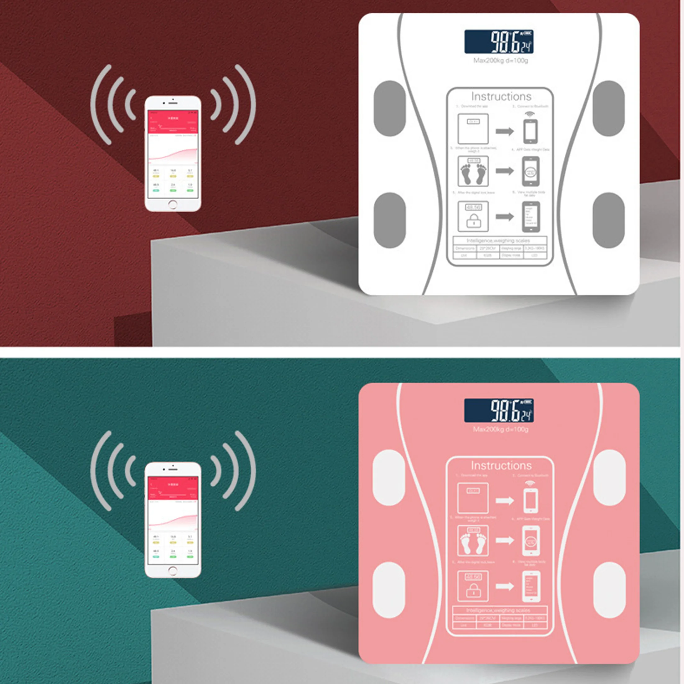 1pc Smart Bluetooth Body Fat Scale-Digital Bathroom Scale with App Connectivity, Measures Weight, Body Fat, BMI, and More