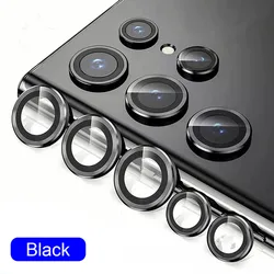 Premium 9D Tempered Glass Camera Lens Protector Cover - S22 Ultra  (5PCS) (Black - 01)
