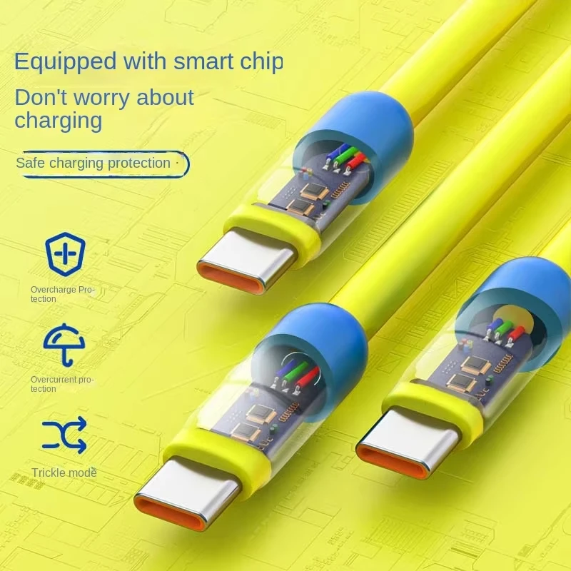 รูปสินค้า สายชาร์จ USB-C ซิลิโคนนุ่ม 6A ชาร์จเร็ว Samsung Huawei Xiaomi