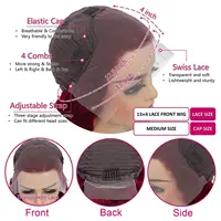 Perruques Lace Front HD 13x4 en Cheveux Humains, Densité 200%, Pré-épilées, Couleur Rouge Vin, Lisses, pour Femmes Noires 6