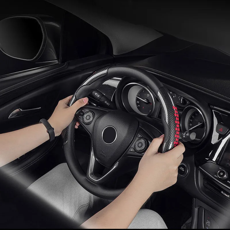 

2pcs ABS+Silica Gel Car Anti-Skid Wear Resistant Steering Wheel Cover DIY Four Seasons Universal Interior Decoration Accessories