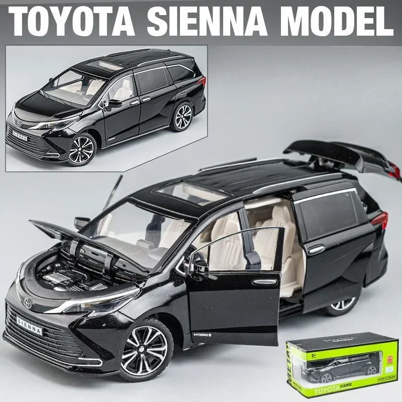 1:24 Toyota Sienna MPV 합금 자동차 모델 다이캐스트 금속 장난감 상업용 자동차 모델 사운드 라이트 시뮬레이션 컬렉션 어린이 선물