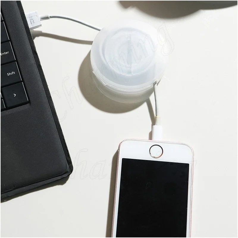 Round Wire Winder Box Portable Multifunctional Data Cable Storage Case Container USB Charger Holder Wire Management Organizer 5