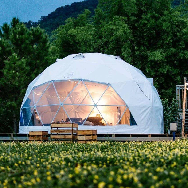 

Trade Show Tent 6~9m Diameter Transparent Geodesic Luxury Dome Hotel Manor Tents Hotel Forest Glamping Round Dome Tent