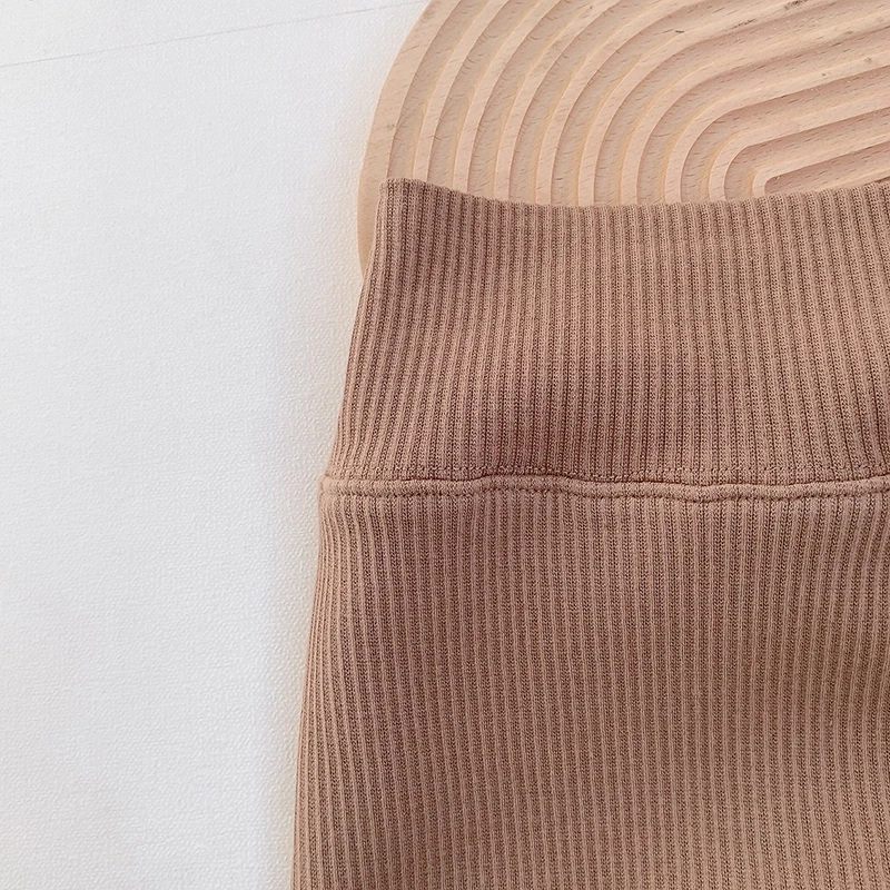Baby Thermal Fleece Trousers High Waist Solid Color Pants