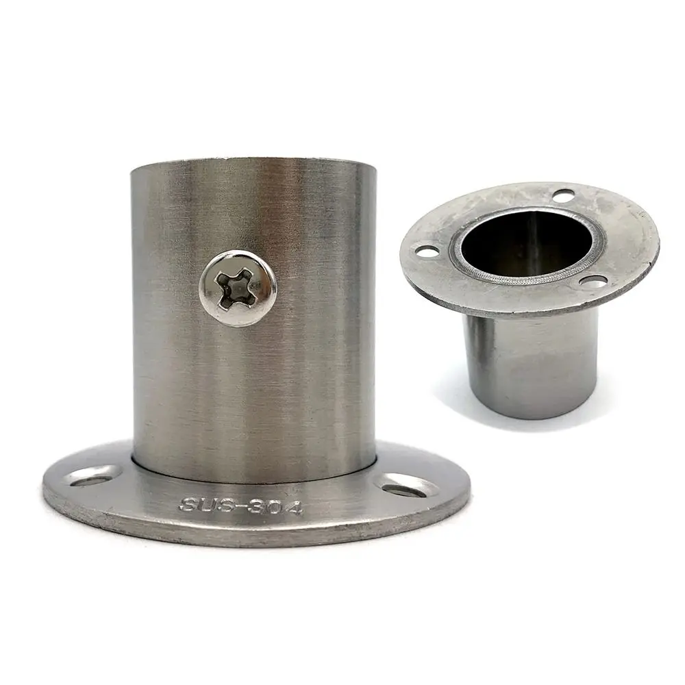 1Pc 19mm-32mm Round Furniture Hardware with Cover Stainless Steel Closet Flange Rod Holder Hang Rod Support Tube Bracket wardrobe bracket