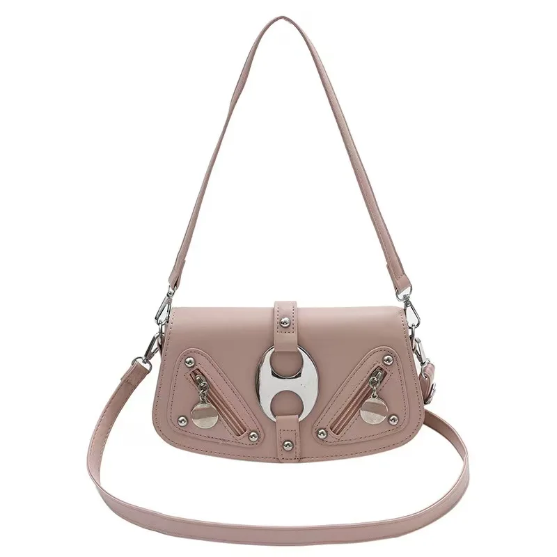 New personality punk saddle bag women's  French niche Spice single shoulder crossbody  Fashion light luxury retro 
