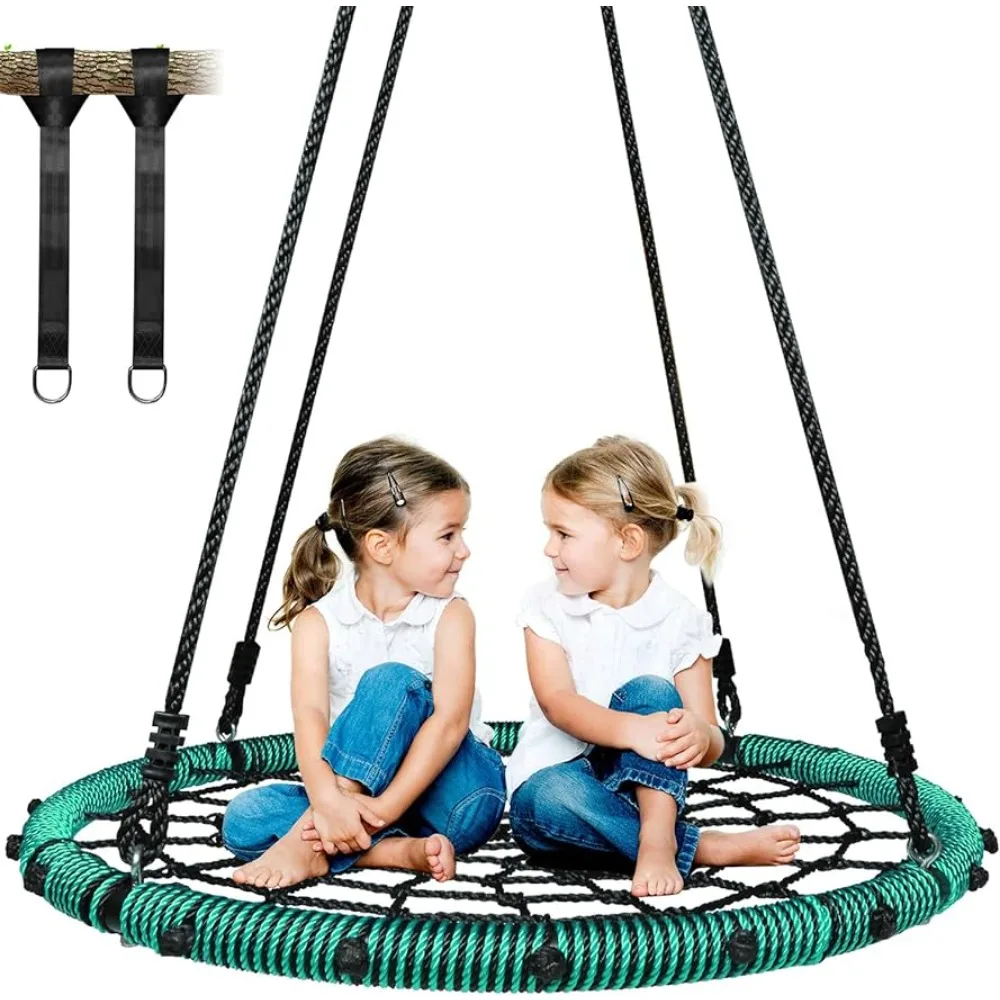 

Trekassy 750 lb Spider Web Saucer Swing 40 inch for Tree Kids with Steel Frame and 2 Hanging Straps