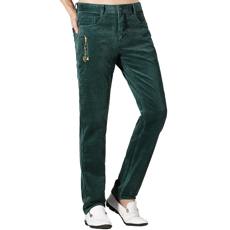New  Men's Pants Casual Corduroy Winter Trousers Straight Leg Loose Style Stretching  Korean luxury fashion Smart Big szie