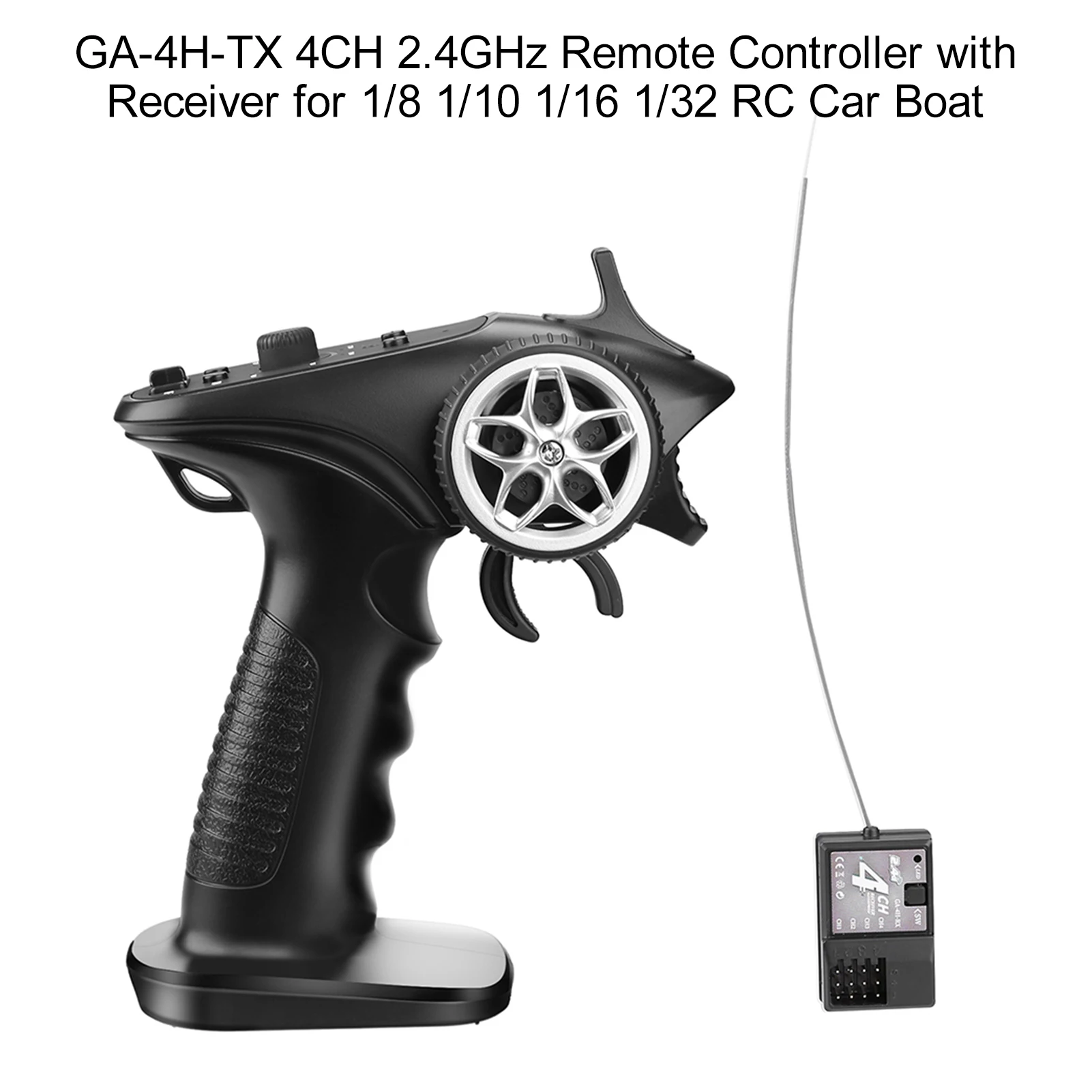 GA-4H-TX 4CH 2.4GHz Remote Controller Digital Radio Transmitter with Receiver for 1/8 1/10 1/16 1/32 RC Car Boat 5