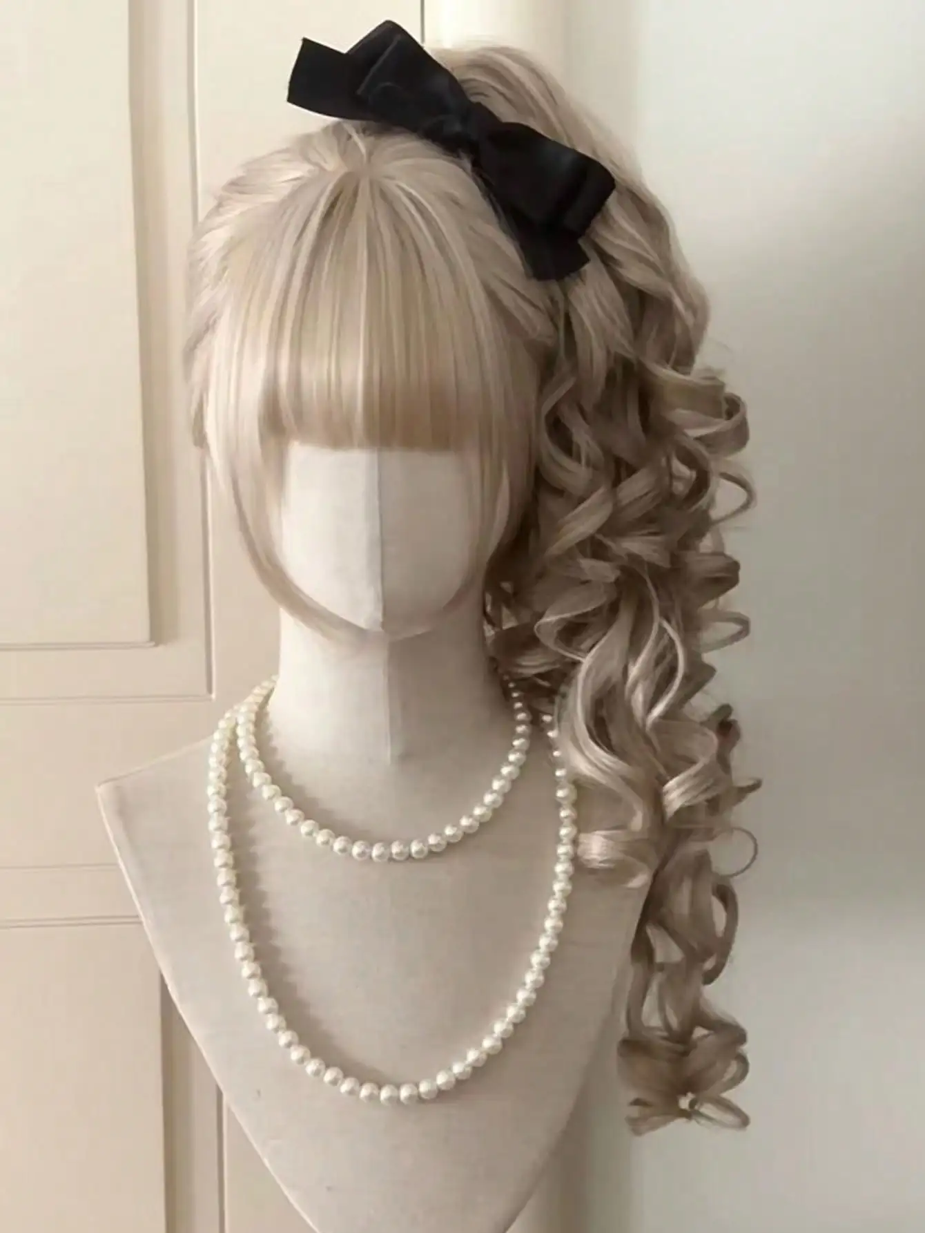 Synthetic Princess Cut Double ponytail Lolita Wig with Bangs Wig Girl Cute Ombre Blonde Brown Grey Cosplay Halloween Harajuku