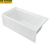 Town Square S 60"x32" Left Drain Bathtub White Integral 3-Sided Tiling Flange Lumbar Support Pre-Leveled Bottom Coordinated with 1