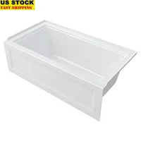 Town Square S 60"x32" Left Drain Bathtub White Integral 3-Sided Tiling Flange Lumbar Support Pre-Leveled Bottom Coordinated with 1