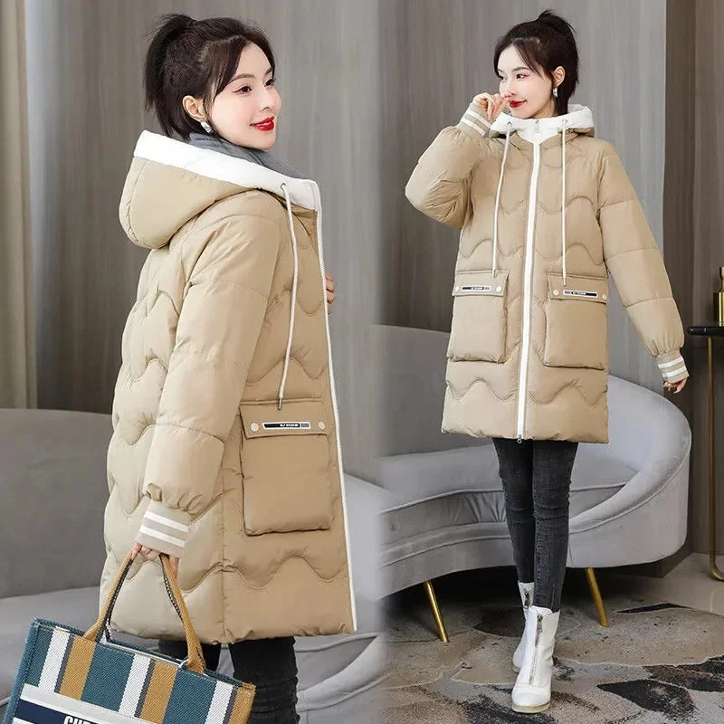 Women's Jacket Winter Parka Down Cotton Jackets Casual Long Coat Loose Thick Warm Hooded Parkas Casual Outwear - Image 2