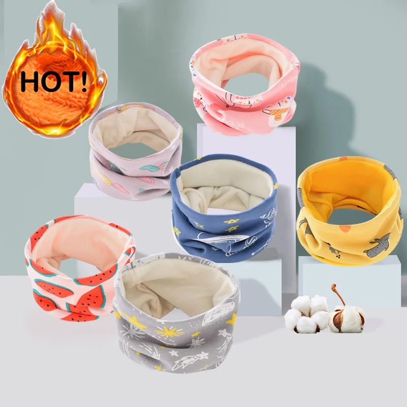 Winter Thickened Neckerchief for Kids Boys Girls Warmer Neck Scarf Cute Baby Cartoon Scarf Soft Neck Collar Children&acute;s Scarves