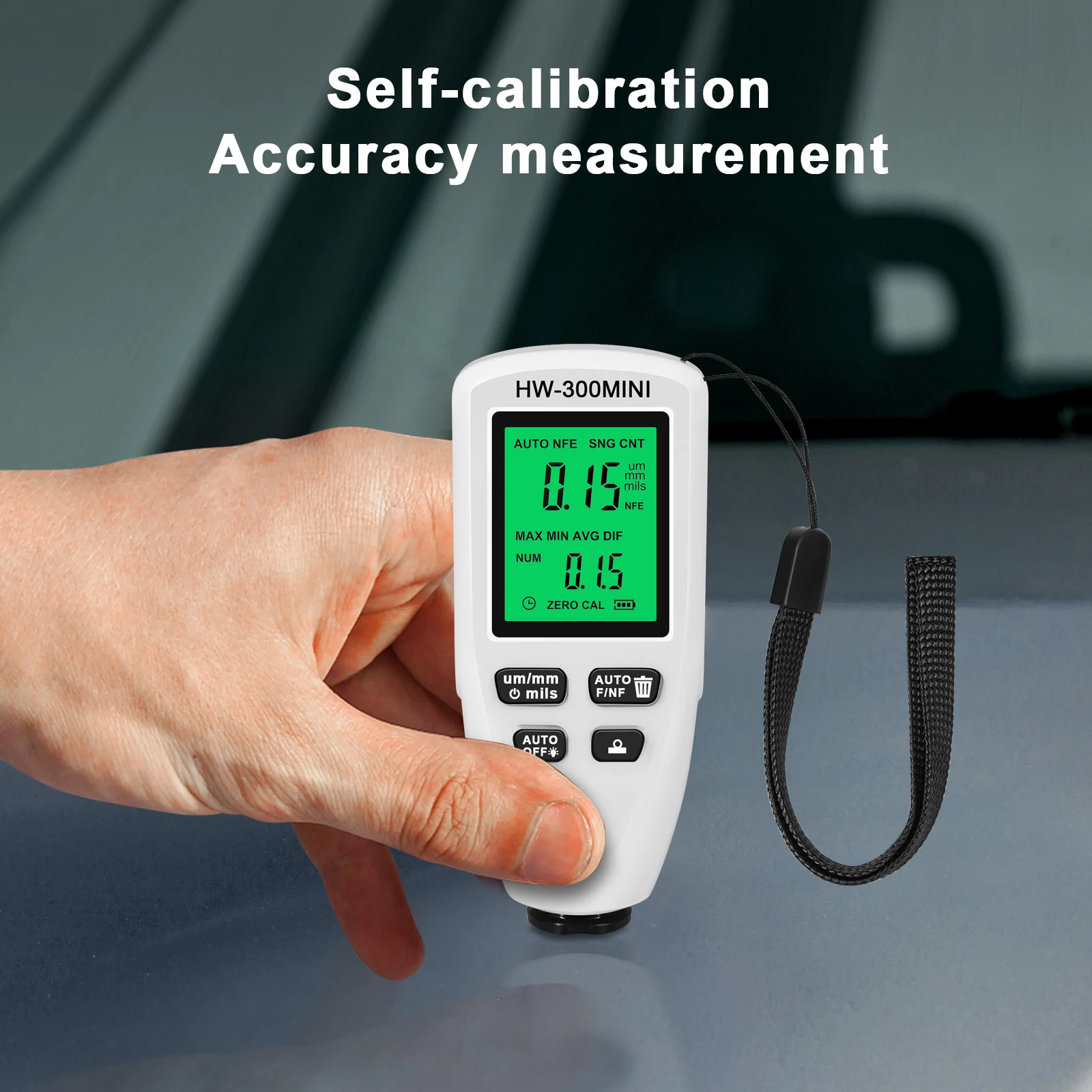 Car Paint Coating Thickness Gauge Electroplate Metal Coating Thickness Tester HW-300 0-2000UM Fe and NFe Film Automatical Tester paint coating meter,paint thickness gauge,thickness gauge