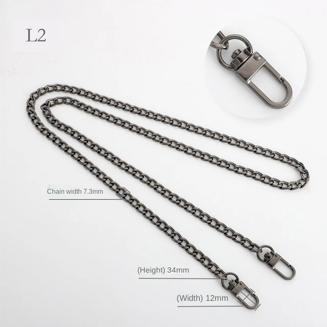 Multicolor Bag Chain Accessories Gold Women's Shoulder Bag Chain Metal Bag Chain Strap Crossbody Bag Parts Belt Chain for bags L02-Gun black