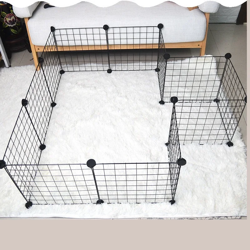 Foldable Pet Cage Metal Playpen Iron Fence Puppy Kennel House Exercise  Training Indoor Dog Fence Gates For Dog Cat Security