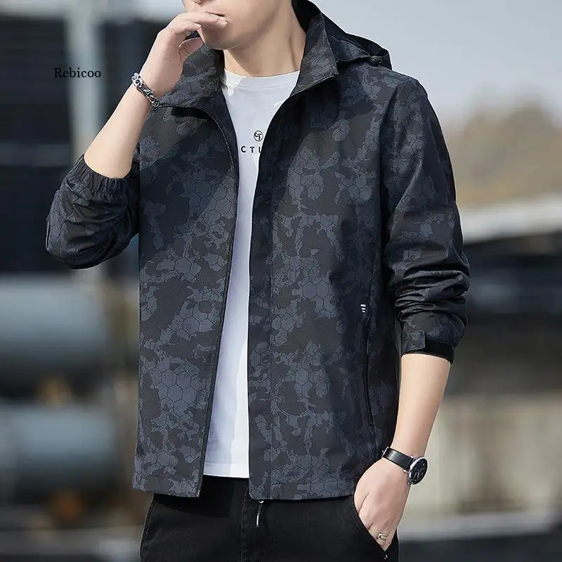 

2022 Autumn Winter Men Bomber Jacket Fashion Male Zipper Hip Hop Hooded Coats Casual Slim Fit Baseball Jackets Mens Clothing