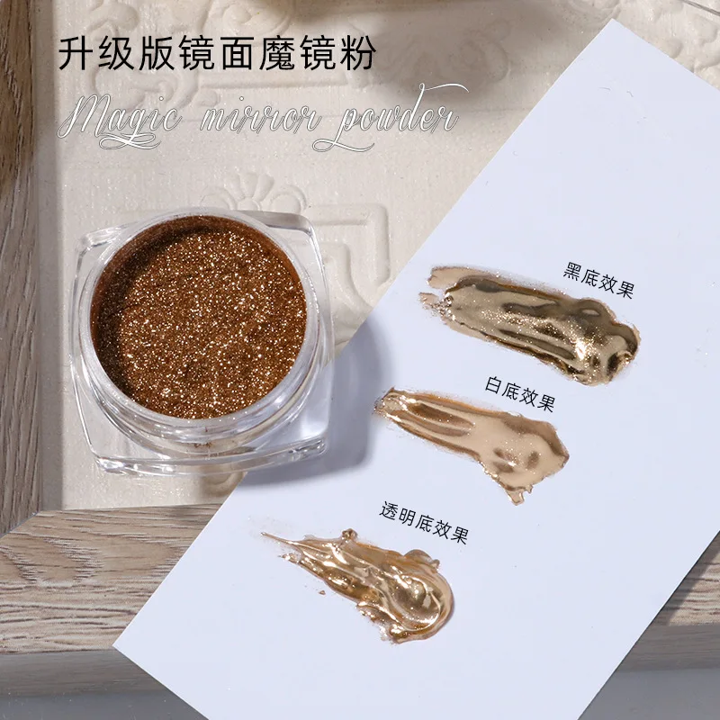 Nail Powder Nail Pigment Metallic Chrome Powder Gold /Silver/Rose Mirror Rubbing Pigments Shiny Magic Effect Holographic Silver Mirror Powder 2