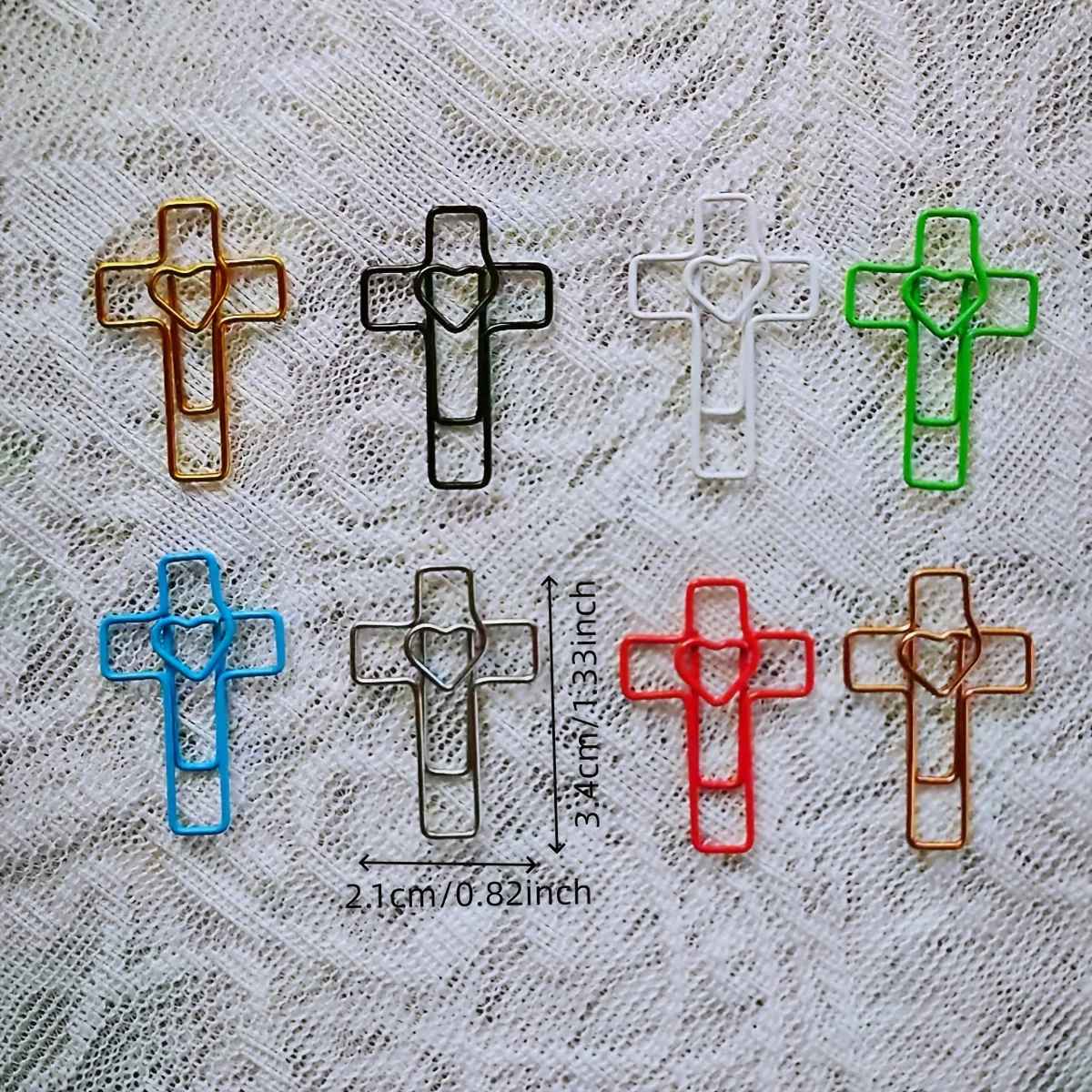 25Pcs 크로스 하트 종이 클립 여러 가지 빛깔의 종교 북마크 기독교 성경 저널링 사무실 학교 스크랩북 세례 선물