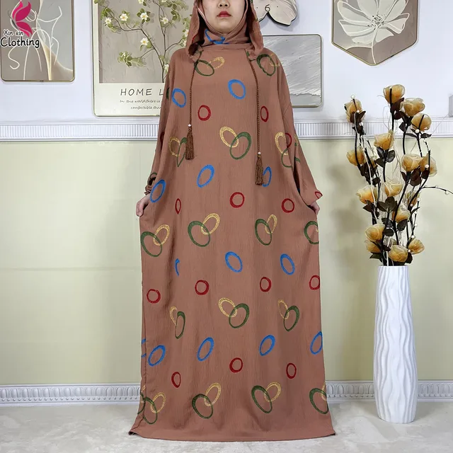 Abaya musulmane à double chapeau pour Ramadan, vêtements de prière africains, coton solide, broderie, adt, dubaï, turquie, islam, nouveau, 2025
