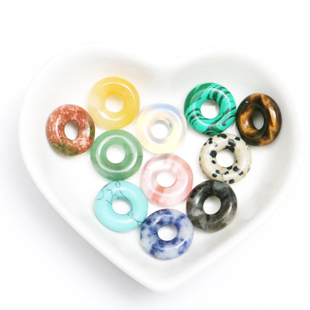 

Mineraali 10pcs Natural Round Gemstone for Making Necklace Earring Jewellery Mini 15mm Bead Bagel Beautiful Crystal Quartz Stone