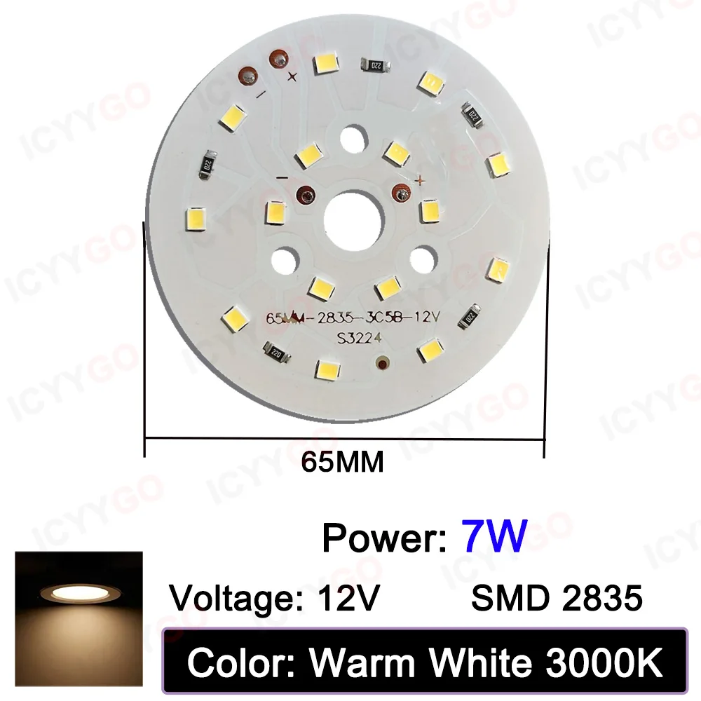 LED Light Panel 12V 3W 5W 7W Low Voltage Light Source Board DC White Warm 46MM 48MM 65MM DIY Round Panel