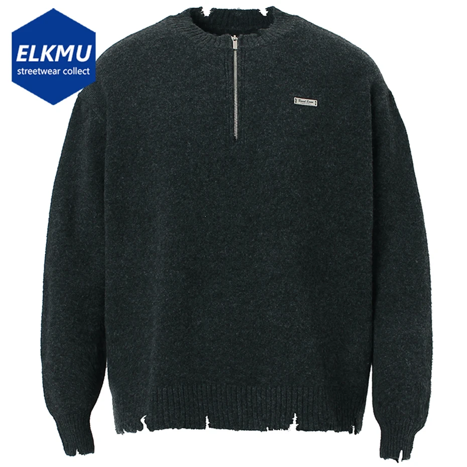 

Мужские свитера в стиле Харадзюку, новинка 2024, повседневный свободный черный вязаный пуловер, свитер, уличная одежда, Свитер оверсайз в стиле хип-хоп, джемпер