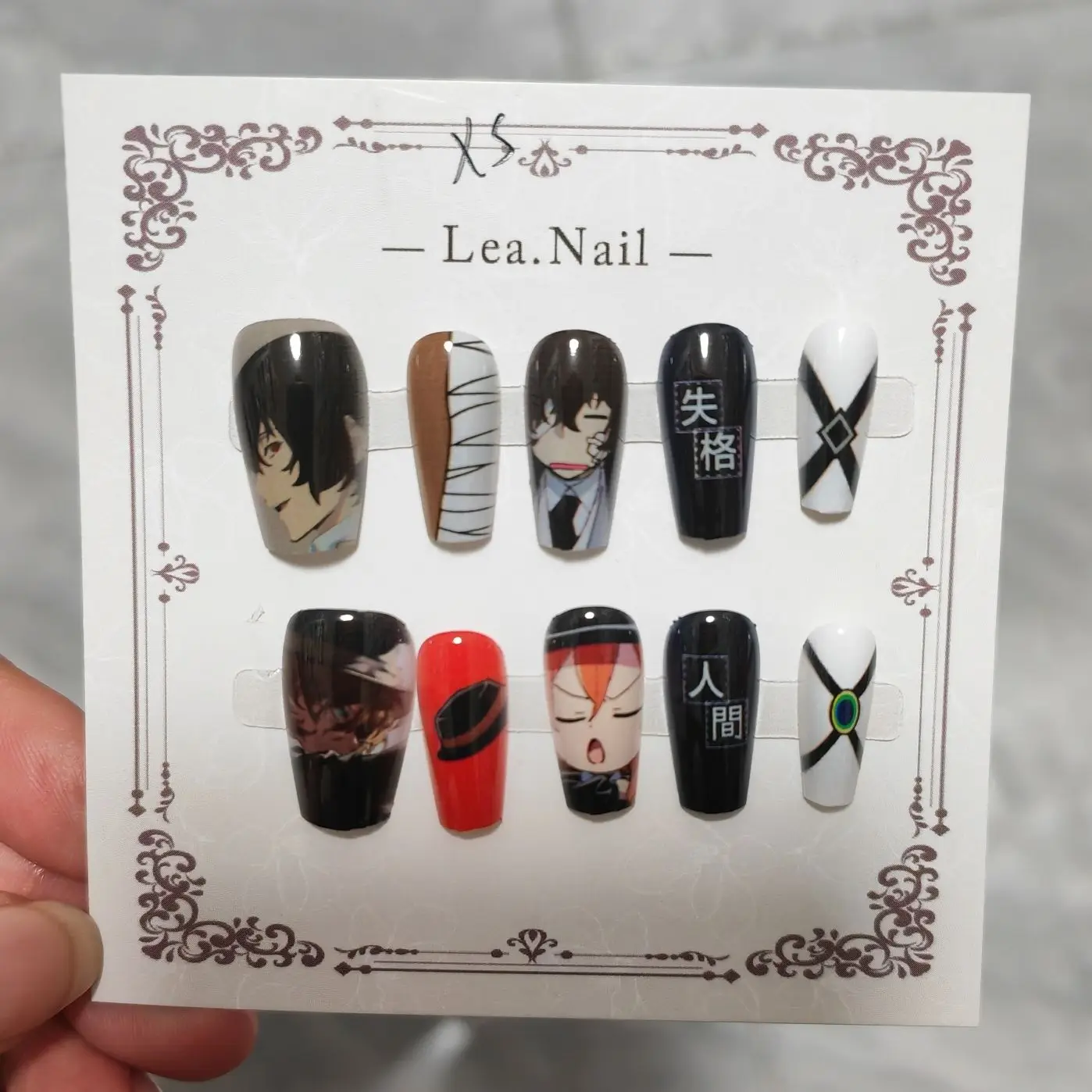 Exquisite Bungo Stray Dogs Inspired Press-On Nails with Creative Manicure Jewelry Design