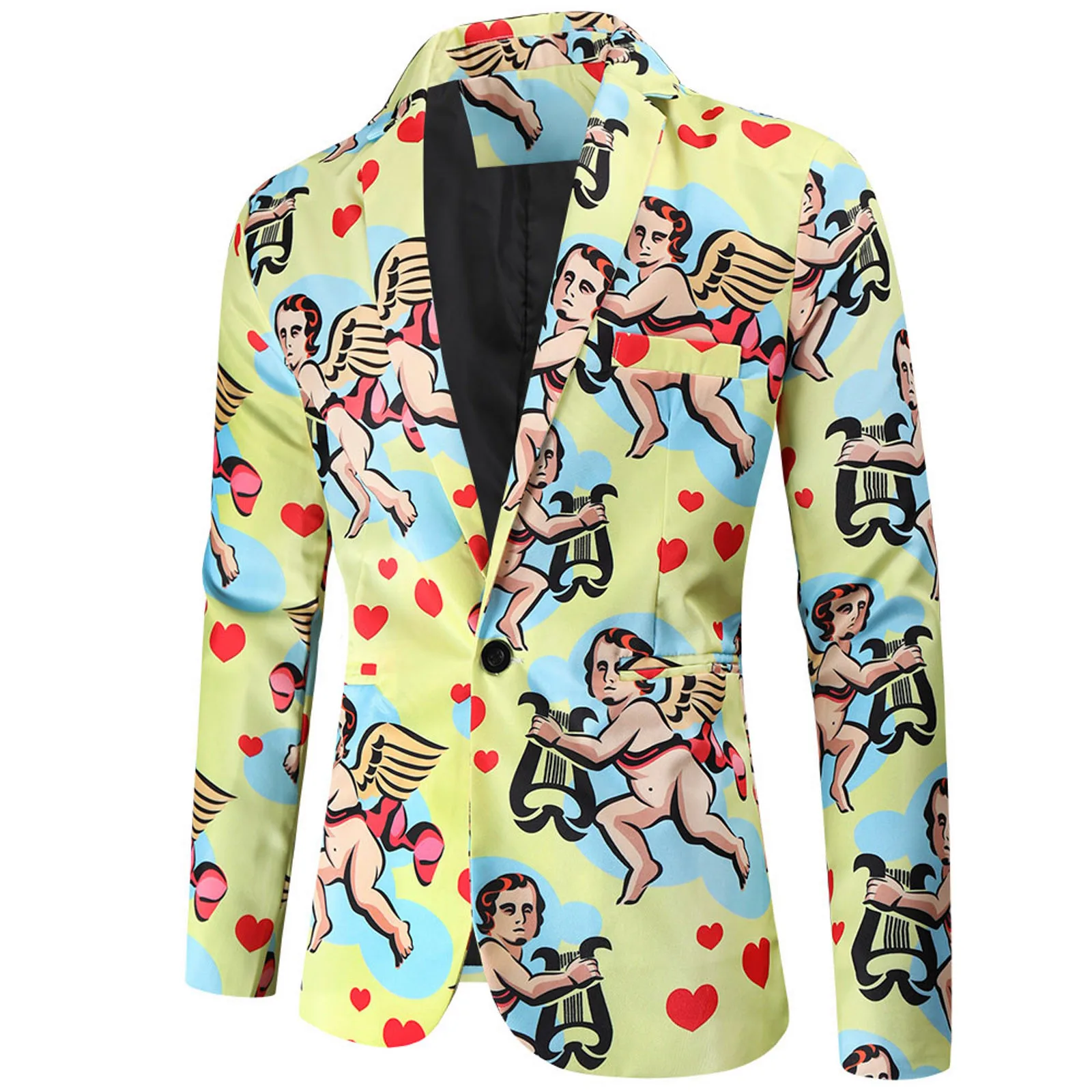 Pink Men's Fashion Coat Jackets Casual Buckle Lapels Printed Blazer Single-Breasted Suit Formal Slim Fit Luxury Male Suit