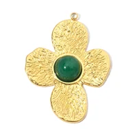 Boucles d'oreilles en pierre naturelle française, 3 pièces/lot, cœur, fleur, acier inoxydable, breloques pour femmes, perle, corail, pendentif, trèfle, bijoux 4