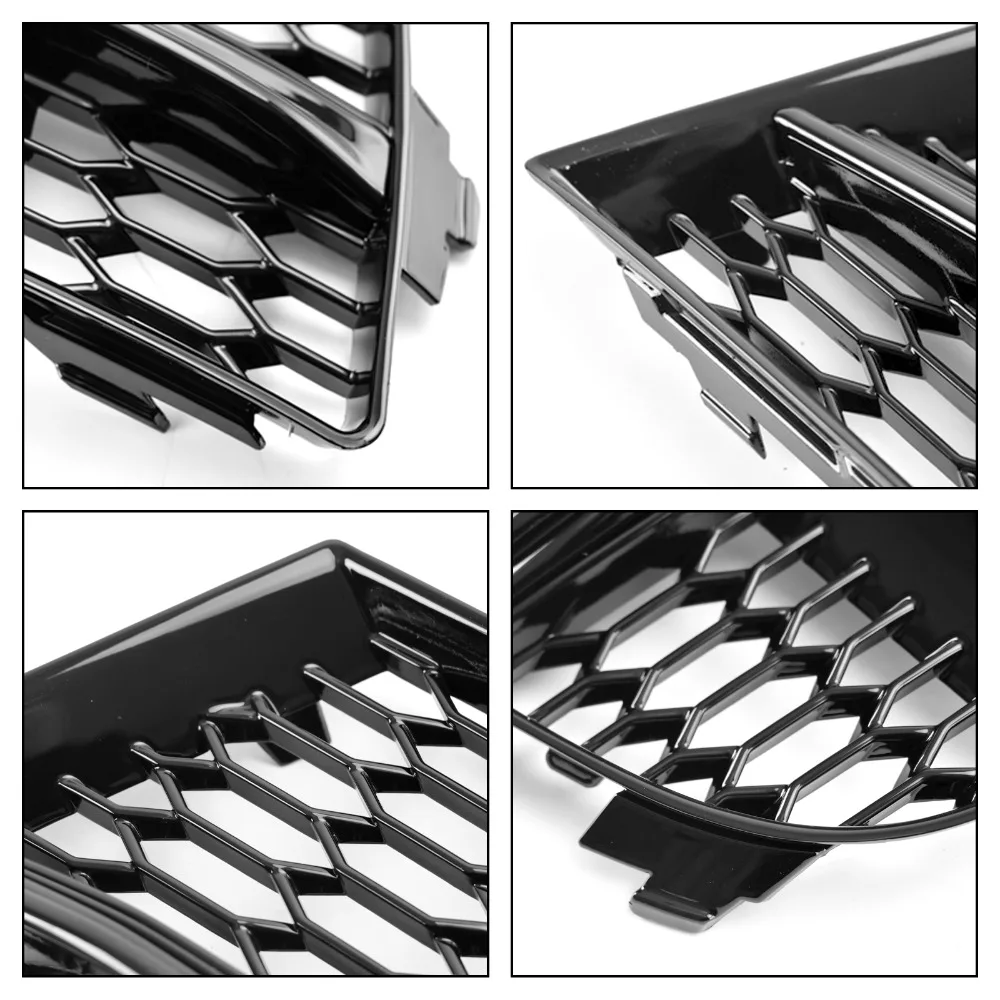 2X Car Front Bumper Fog Light Grille Grill For AUDI A3 8V S-LINE SEDAN SPORTBACK CONVERTIBLE 17-19 Honeycomb Mesh Fog Lamp Cover