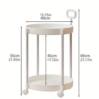 Elegant 2-Tier Side Table with Wheels - Trolley Table in Living Room|Simple Sofa Table with Handle|Easy To Move Coffee Table 3