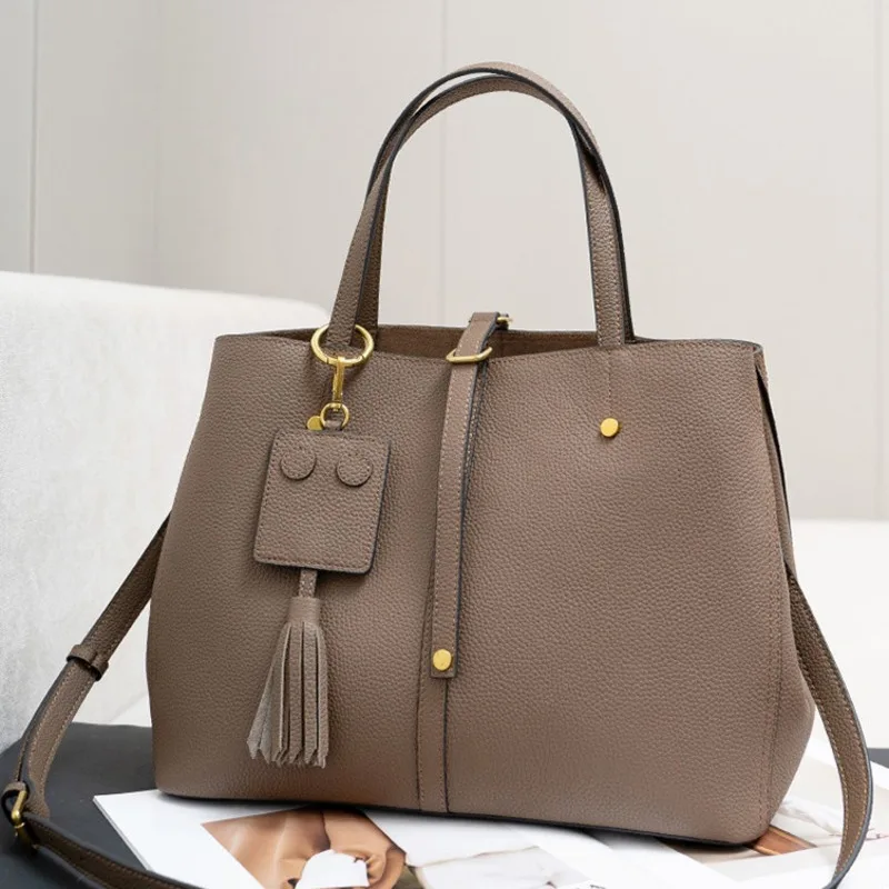Bag Shoulder Tote Crossbody Y2k Women's New Style Genuine Leather Head Layer Cowhide Versatile Underarm Large Capacity Retro