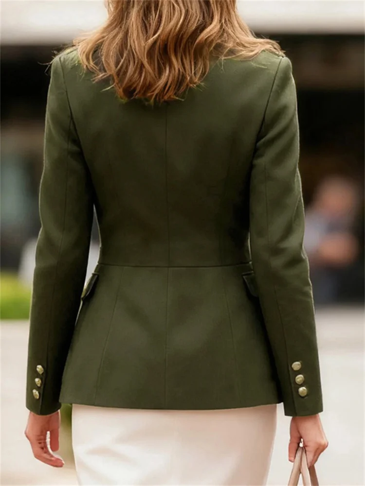 UOOZEE Women's Military Style Jackets Army Green Stand Collar Gold Button Slim Fit Multi-Pocket Casual Office Blazer Outerwears 10 Sd57eced484a3462d9a28224b5296ffc7o