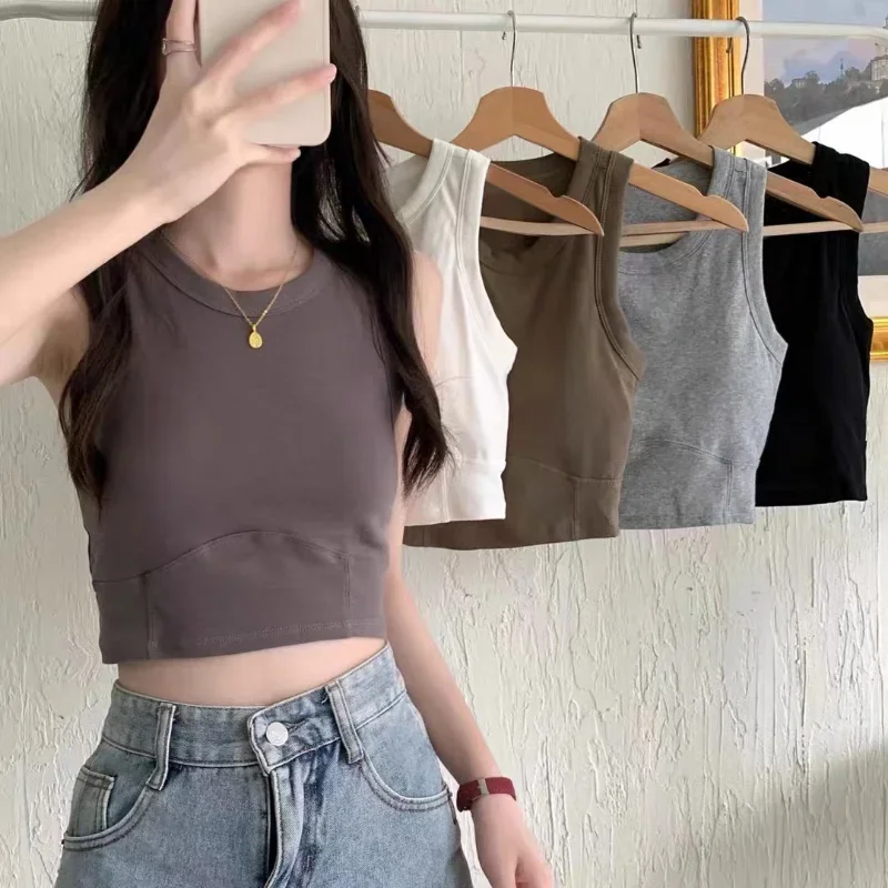 Fashion Uniform Color Tanks Camisole Clothing Sexy Waistcoat for Women Sports No Steel Ring Chest Pad Yoga Vest Nylon Underwaist