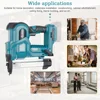 Cordless Electric Nail Gun with 400pcs Nail Woodworking Straight/N-shape Nails Universal Nailing Machine For Makita Battery Tool 4