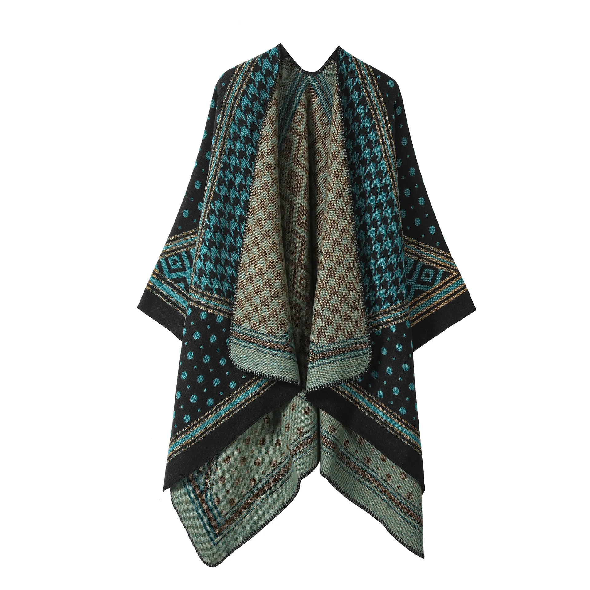 Polka dot houndstooth-Black and Blue