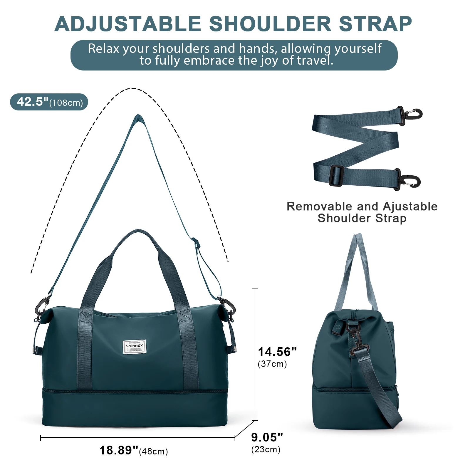 Large Capacity Lightweight Travel Duffle Bag Carry-On Luggage for Women Men, Weekend Gym Bag with Shose Compartments, Travel Bag